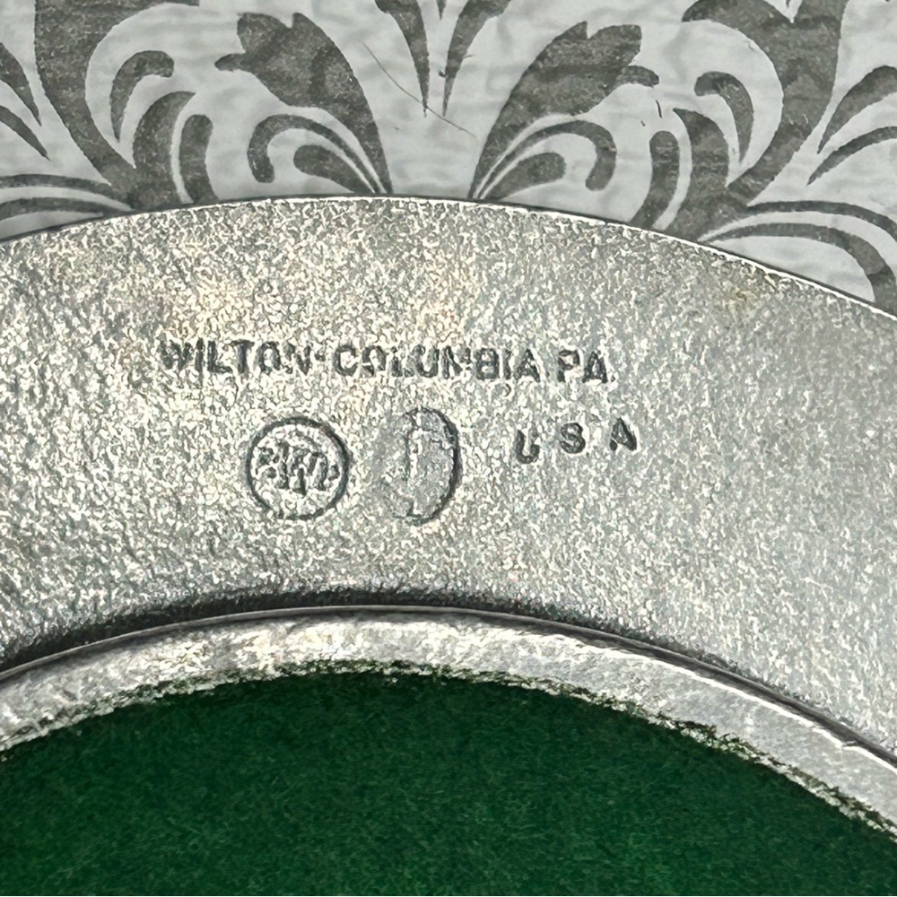 Vintage Wilton Armetale Wine Bottle Coaster with French Text - Picture 4 of 9